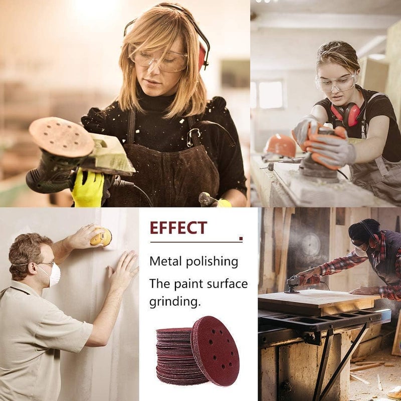 AUTOTOOLHOME 80 Pack 5 inch Sanding Discs Kit 8 Hole Sander for Drill Polishing Pad Hook and Loop Plate 60 80 120 180 240 400 600 800 Grit Sandpaper Abrasive Tool - Image 2